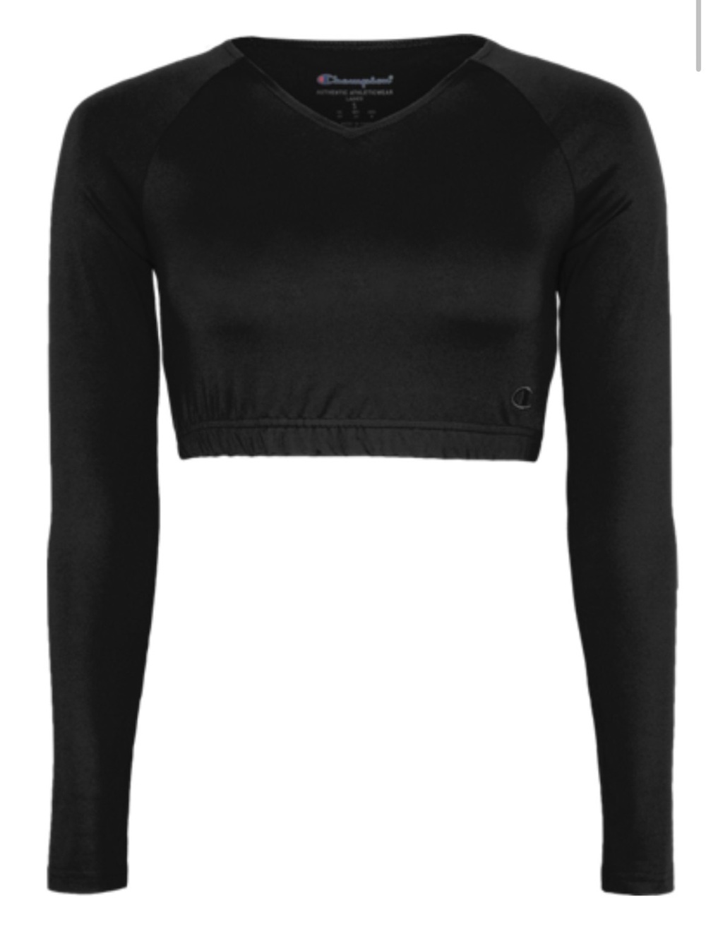 Champion youth girls Black Long-Sleeve Cropped Performance Top
